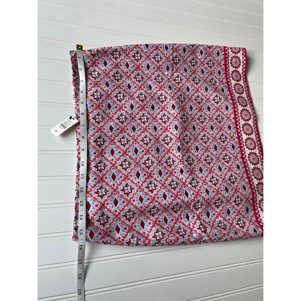 NEW Talbots Canvas Cotton A-Line Skirt Size 6P Red Blue Mediterranean Tile Print